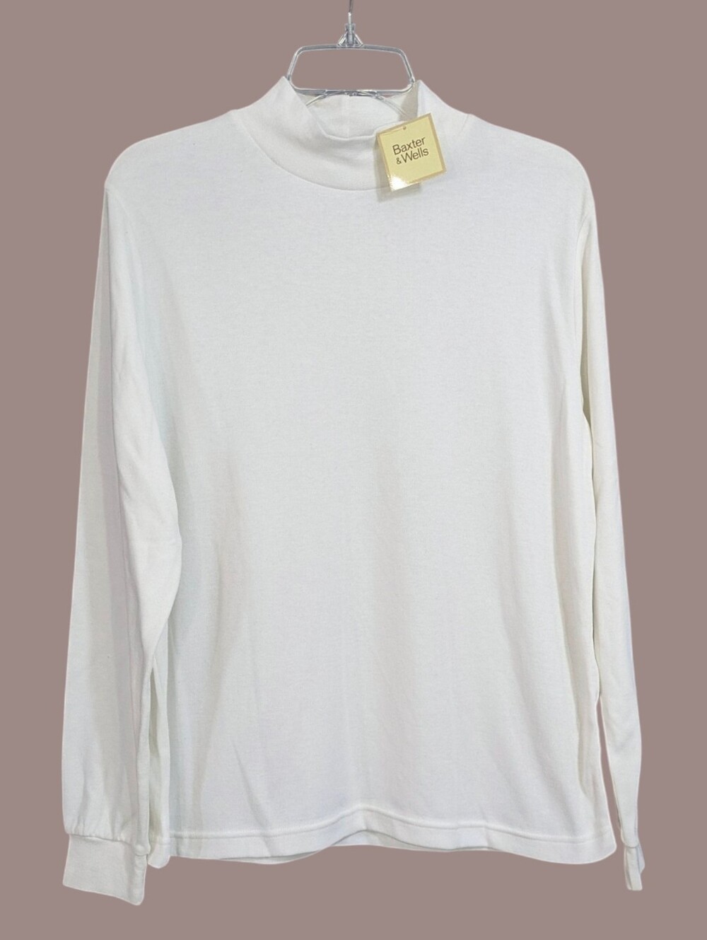 NEW Baxter & Wells White Mock Turtleneck Tee - Size Large Womens
